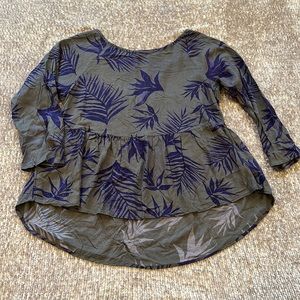 Roxy Landslide Relaxed Peplum Swing Tropical Floral Top